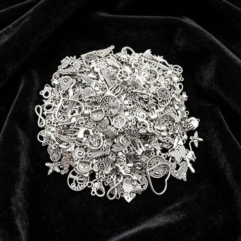 Silver Plated Mixed Charms for Jewelry Making, Assorted Shapes Alloy Pendants for DIY Bracelets, Necklaces and Earrings in Kuwait
