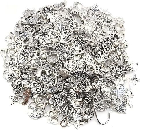 Silver Plated Mixed Charms for Jewelry Making, Assorted Shapes Alloy Pendants for DIY Bracelets, Necklaces and Earrings in Kuwait