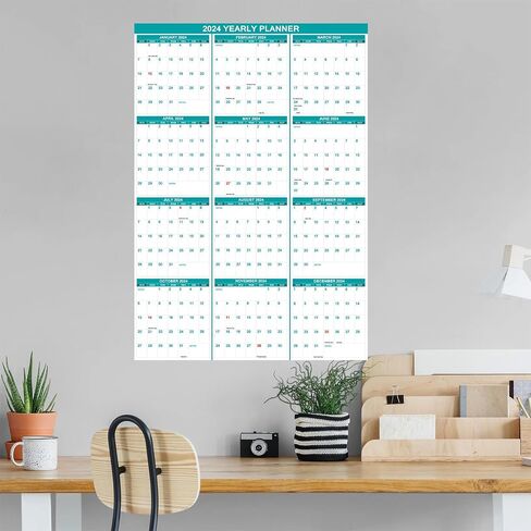 32" x 48" 2025 Large Wall Calendar Erasable, Wet & Dry Erase Laminated 12 Month Annual Yearly Wall Planner, Reversible Horizontal/Vertical Calendar, Green in Kuwait