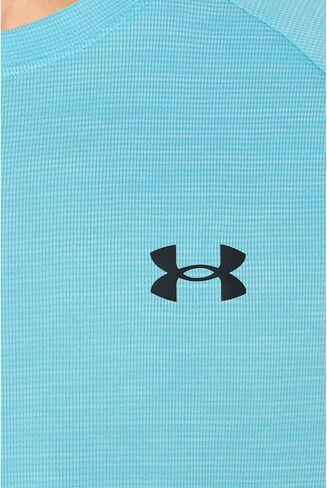تي شيرت رجالي بأكمام قصيرة من Under Armour Tech منقوش باللون الأزرق الضبابي/أسود كبير in Kuwait