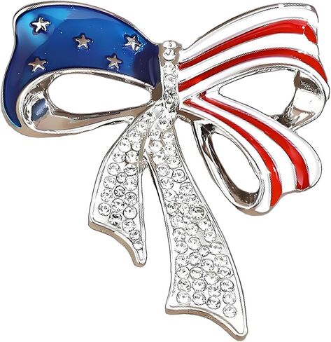4th of July USA Flag Brooch for Women Men Dainty Fashion Red Blue White American Flag Rhinestone Brooch Pin Fashion Independence Day Patriotic Jewelry Accessories in Kuwait