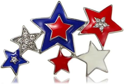 4th of July USA Flag Brooch for Women Men Dainty Fashion Red Blue White American Flag Rhinestone Brooch Pin Fashion Independence Day Patriotic Jewelry Accessories in Kuwait