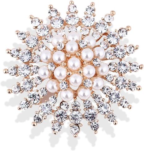 Rhinestone Flower Brooches Pearl Classic Brooch Pins Women Jewelry Accessories in Kuwait