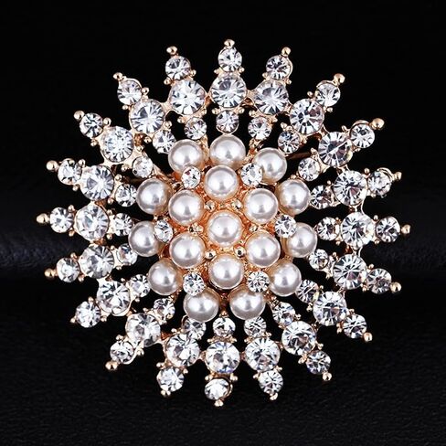 Rhinestone Flower Brooches Pearl Classic Brooch Pins Women Jewelry Accessories in Kuwait
