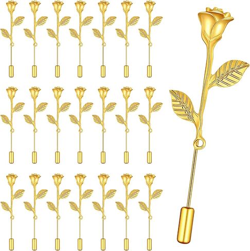 36 Pcs Rose Lapel Pin Fashion Rose Metal Floral Lapel Brooch Pin Suit Tuxedo Corsage Dress Fashion Stick Corsage for Weddings Parties Formal Events for Women Men in Kuwait