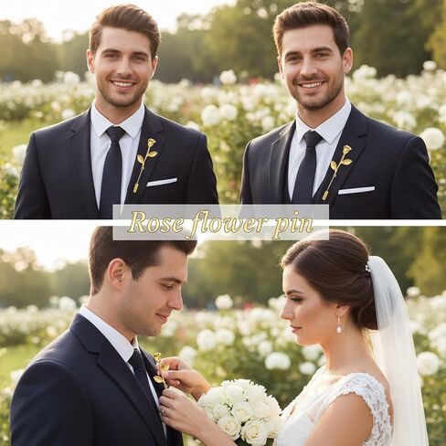 36 Pcs Rose Lapel Pin Fashion Rose Metal Floral Lapel Brooch Pin Suit Tuxedo Corsage Dress Fashion Stick Corsage for Weddings Parties Formal Events for Women Men in Kuwait