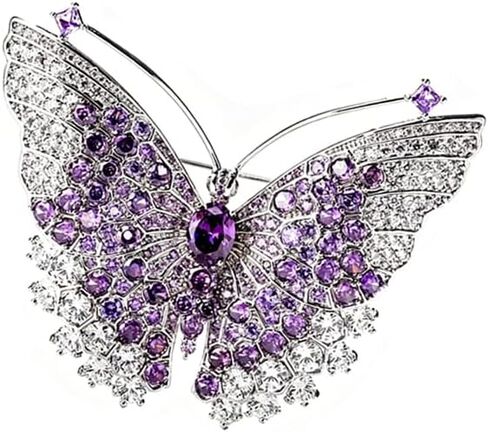 Gold Rhinestone Butterfly Brooch Pin for Women Silver Purple Butterfly Animal Broochs Sparkly Insect Brooche for Wedding Christmas Lapel Pins Gold Brooch for Dress Suit Bag Hat Accessories in Kuwait