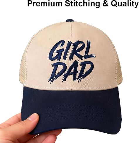 Girl Dad Trucker Hat Embroidered Adjustable Snapback Mesh Baseball Cap Cute for Men Husband New Dad from Daughter Wifey Beige in Saudi Arabia