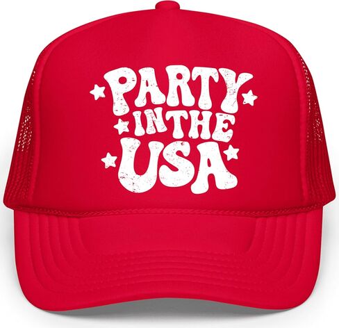 Olive Loves Apple Party in the USA 4th of July Trucker Hat Classic 5 Panel Mesh Snap Back in Kuwait