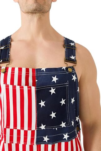Maxim Party Supplies American Flag Overalls Men – USA Overalls with Adjustable Straps & 5 Pockets – Bib Jumpsuit in Saudi Arabia