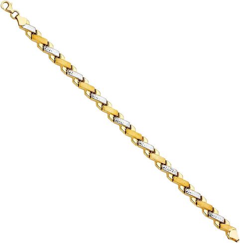 سوار ستامباتو من الذهب الحقيقي بلونين عيار 14 قيراط من The World Jewelry Center - 7.25 بوصة in Kuwait