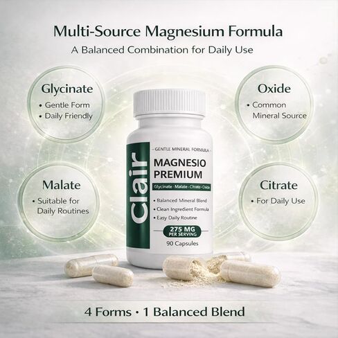 Premium - Magnesium Complex Supplement, Glycinate Malate Citrate and Oxide Blend, Supports Muscle Function, Digestive Comfort, Sleep and Relaxation, Vegan Capsules in Kuwait