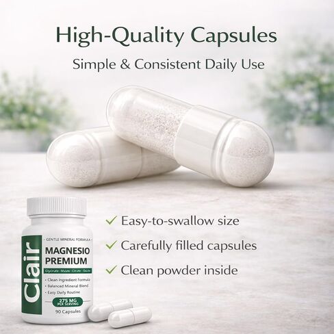 Premium - Magnesium Complex Supplement, Glycinate Malate Citrate and Oxide Blend, Supports Muscle Function, Digestive Comfort, Sleep and Relaxation, Vegan Capsules in Kuwait