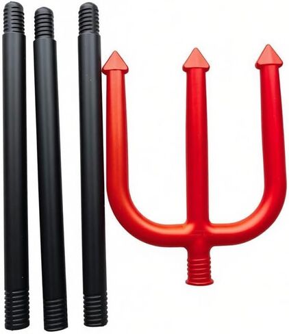 Detachable Trident Prop Devil Pitchfork 40" Plastic Three-pronged Spear Fork Costume Cosplay Props Halloween Red and Black in Saudi Arabia