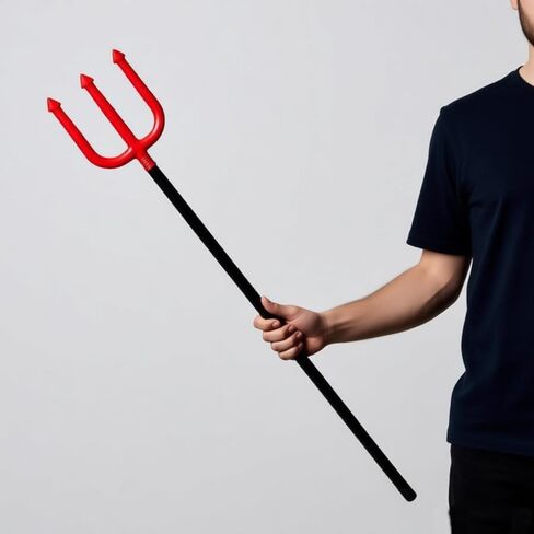 Detachable Trident Prop Devil Pitchfork 40" Plastic Three-pronged Spear Fork Costume Cosplay Props Halloween Red and Black in Saudi Arabia