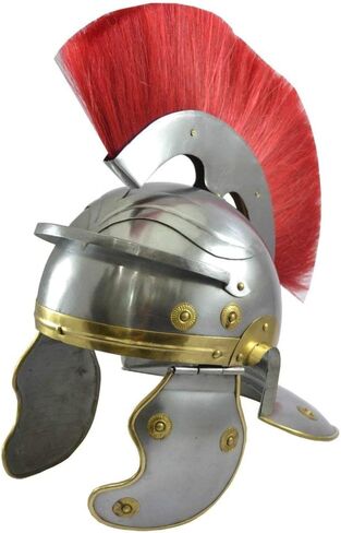 THOR INSTRUMENTS Roman Centurion Helmet Armor Helmet with Red Plume LARP Reproduction ReenactmentRoman Centurion Helmet Medieval Knight Officer Armor Costume Red Plume Rustic Vintage Home Decor Gifts in Kuwait