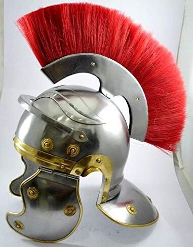 THOR INSTRUMENTS Roman Centurion Helmet Armor Helmet with Red Plume LARP Reproduction ReenactmentRoman Centurion Helmet Medieval Knight Officer Armor Costume Red Plume Rustic Vintage Home Decor Gifts in Kuwait