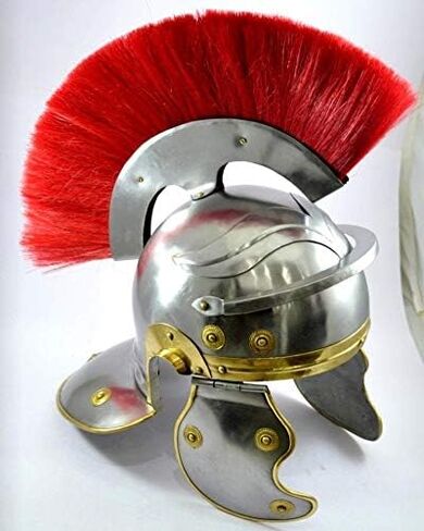 THOR INSTRUMENTS Roman Centurion Helmet Armor Helmet with Red Plume LARP Reproduction ReenactmentRoman Centurion Helmet Medieval Knight Officer Armor Costume Red Plume Rustic Vintage Home Decor Gifts in Kuwait