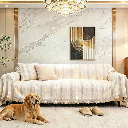 Pet Couch Cover for Dog Rips, Pet Friendly Furniture Protector | Non Slip丨Machine Washable丨3 Cushion Sofa丨Tassel Fringe丨Loveseat Covers in Kuwait