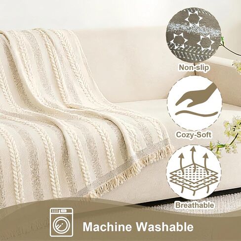 Pet Couch Cover for Dog Rips, Pet Friendly Furniture Protector | Non Slip丨Machine Washable丨3 Cushion Sofa丨Tassel Fringe丨Loveseat Covers in Kuwait