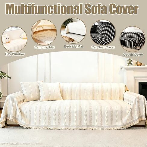 Pet Couch Cover for Dog Rips, Pet Friendly Furniture Protector | Non Slip丨Machine Washable丨3 Cushion Sofa丨Tassel Fringe丨Loveseat Covers in Kuwait