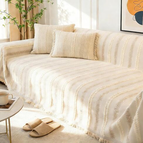 Pet Couch Cover for Dog Rips, Pet Friendly Furniture Protector | Non Slip丨Machine Washable丨3 Cushion Sofa丨Tassel Fringe丨Loveseat Covers in Kuwait