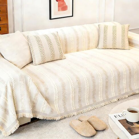 Pet Couch Cover for Dog Rips, Pet Friendly Furniture Protector | Non Slip丨Machine Washable丨3 Cushion Sofa丨Tassel Fringe丨Loveseat Covers in Kuwait