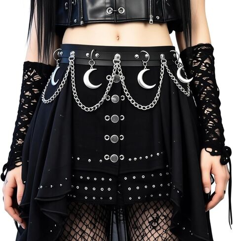 Gothic Moon Waist Chain Belt - Goth Rave Witch Accessories,Halloween Christmas for Women in Saudi Arabia