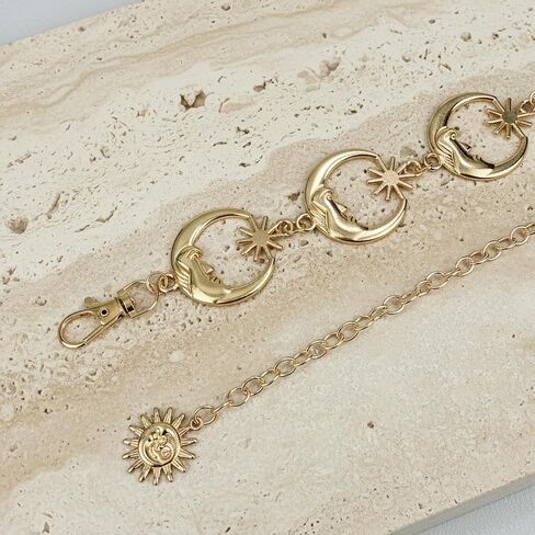 Moon Chain Belt, Western Cowgirls Body Jewelry for Women, Metal Adjustable Chunky Belly Chain for Dresses Jeans Trouser in Saudi Arabia