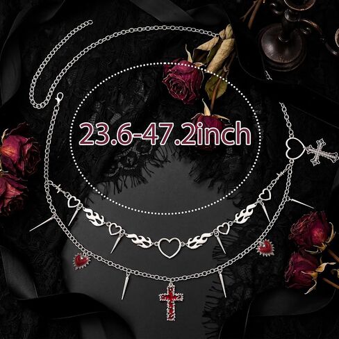 Bohend Punk Cross Chain Belt Gothic Heart Waist Chain Belts Flame Thorns Spike Body Chains Party Accessory for Women in Kuwait