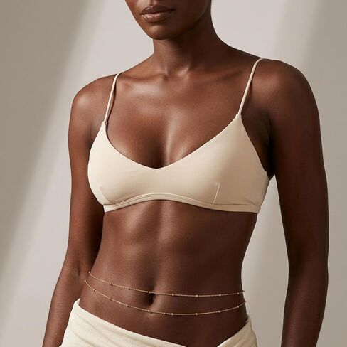 Gold Body Jewelry Belly Chain Crossover Gold Waist Bra Chain, Summer Beach Rhinestone Jewelry Chains for Women Waist Belly Chains Body Accessories for Beach Party Nightclub in Saudi Arabia