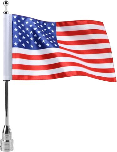 Motorcycle Flagpole Mount and American Flag - 6" x 9" Premium Double-Sided USA Flag - Stainless 14" Flag Pole Fixed Mount for 1/2" Tubular Luggage Racks For Harley Goldwing Etc in Kuwait