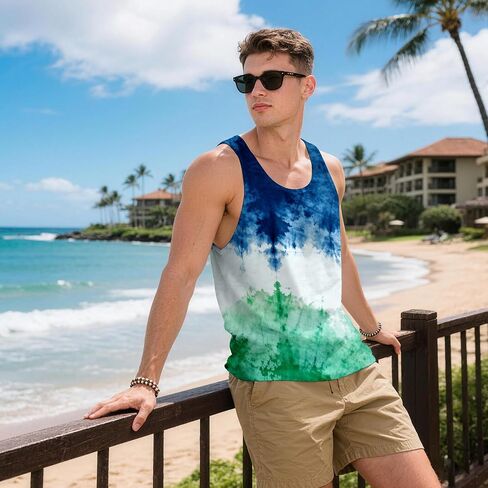 Mens Tank Tops Summer Sleeveless Shirts Graphic Beach Vest Patriotic 4th of July Muscle Workout Tank Top for Men in Saudi Arabia
