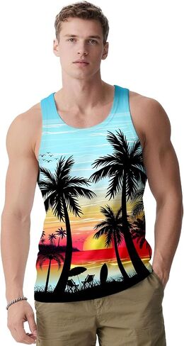 Mens Tank Tops Summer Sleeveless Shirts Graphic Beach Vest Patriotic 4th of July Muscle Workout Tank Top for Men in Saudi Arabia