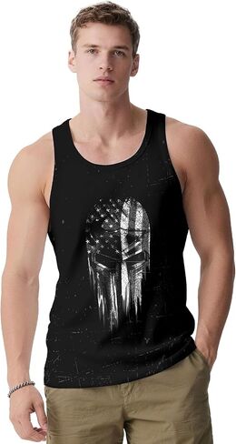 Mens Tank Tops Summer Sleeveless Shirts Graphic Beach Vest Patriotic 4th of July Muscle Workout Tank Top for Men in Saudi Arabia