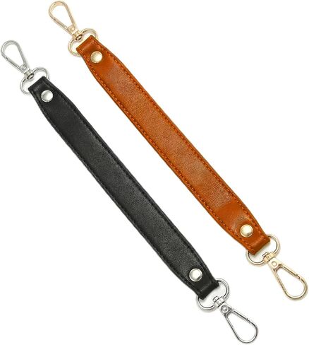 2-Pack Full Grain Key Leash for Purse & Wristlet Strap Replacement - Leather Key Strap for Purse with Dual Clips, Purse Key Holder & Key Finder Lanyard for Handbag Wallet (Black+Brown) in Saudi Arabia