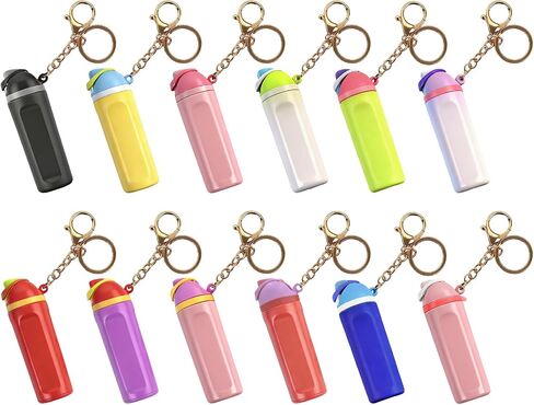 12 Pack Mini Tumbler Keychains for Owalas Water Bottles, Cute Mini Cup Keychain with Chapstick/Lip Balm Holder, Trendy Charms Accessories for Women & Girls in Saudi Arabia