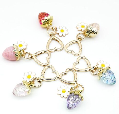 12 Pack Strawberry Keychain,15 Pcs Heart and Bee Charms,18 Pcs Keyrings Daisy Key Chains Elegant Flower Bag Charms Pendant Strawberry Keychains Bag Charm for Purse in Saudi Arabia