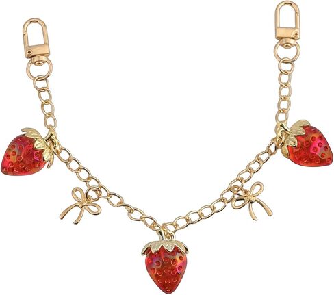 Bag Purse Chain for Women - Strawberry Bow Purse Charms with Gold Chain - Cute Keychain Handbags Tote Accessories in Saudi Arabia
