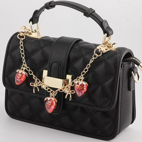Bag Purse Chain for Women - Strawberry Bow Purse Charms with Gold Chain - Cute Keychain Handbags Tote Accessories in Saudi Arabia