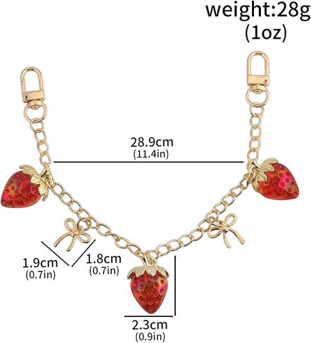 Bag Purse Chain for Women - Strawberry Bow Purse Charms with Gold Chain - Cute Keychain Handbags Tote Accessories in Saudi Arabia