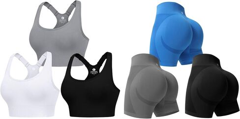 Evercute Adjustable Sports Bras for Women with Shorts Pack Racerback High Support Bras Size M in Saudi Arabia