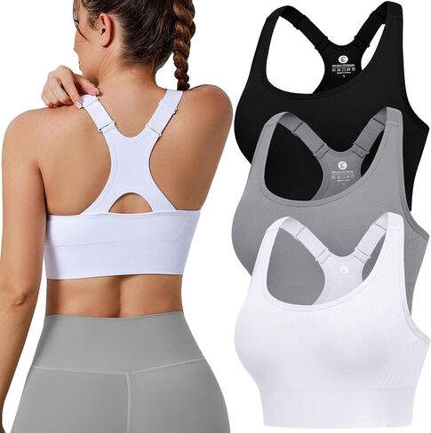 Evercute Adjustable Sports Bras for Women with Shorts Pack Racerback High Support Bras Size M in Saudi Arabia