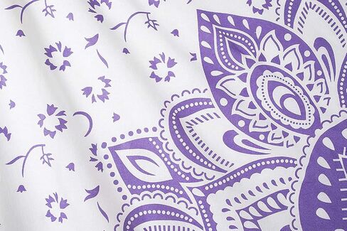 Bhagyashri Fashions الهندي ماندالا التوأم القطن الأرجواني الأبيض أومبير نسيج الجدار شنقا الفن الكولاج المفرش نزهة الشاطئ بطانية الهبي بوهو المفروشات 84x54 بوصة in Kuwait
