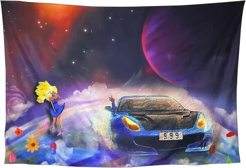 YARAAURA Hip Hop Music Album Tapestry, Space Car Design Wall Art for Bedroom Living Room, 60x40 Inches in Kuwait
