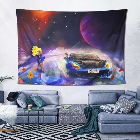 YARAAURA Hip Hop Music Album Tapestry, Space Car Design Wall Art for Bedroom Living Room, 60x40 Inches in Kuwait