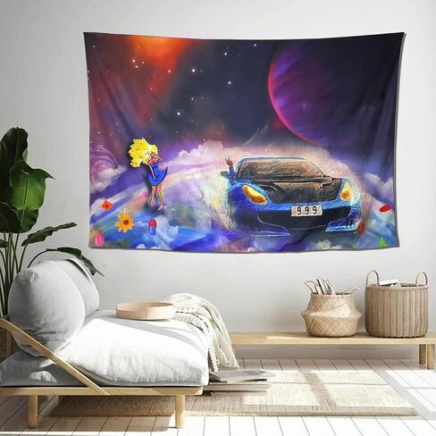 YARAAURA Hip Hop Music Album Tapestry, Space Car Design Wall Art for Bedroom Living Room, 60x40 Inches in Kuwait