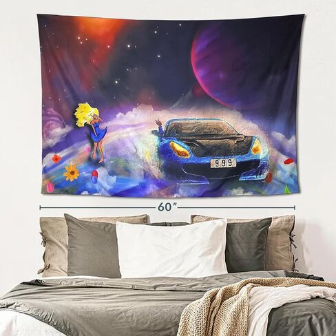 YARAAURA Hip Hop Music Album Tapestry, Space Car Design Wall Art for Bedroom Living Room, 60x40 Inches in Kuwait