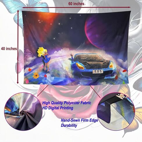 YARAAURA Hip Hop Music Album Tapestry, Space Car Design Wall Art for Bedroom Living Room, 60x40 Inches in Kuwait