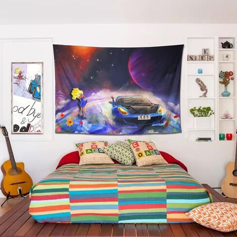 YARAAURA Hip Hop Music Album Tapestry, Space Car Design Wall Art for Bedroom Living Room, 60x40 Inches in Kuwait